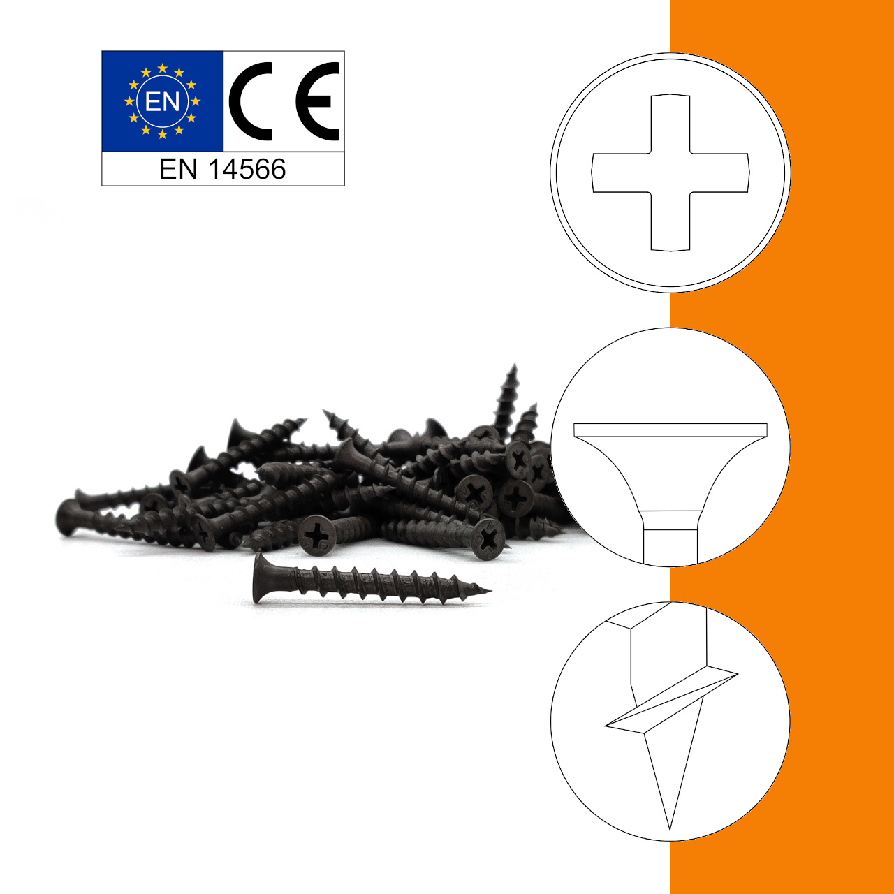 Schnellbauschrauben | phosphatiert | Gips-Gips | PH2 | 5,5x38 | 1.000 Stk Schnellbauschrauben | phosphatiert | Gips-Gips | PH2 | 5,5x38 | 1.000 Stk