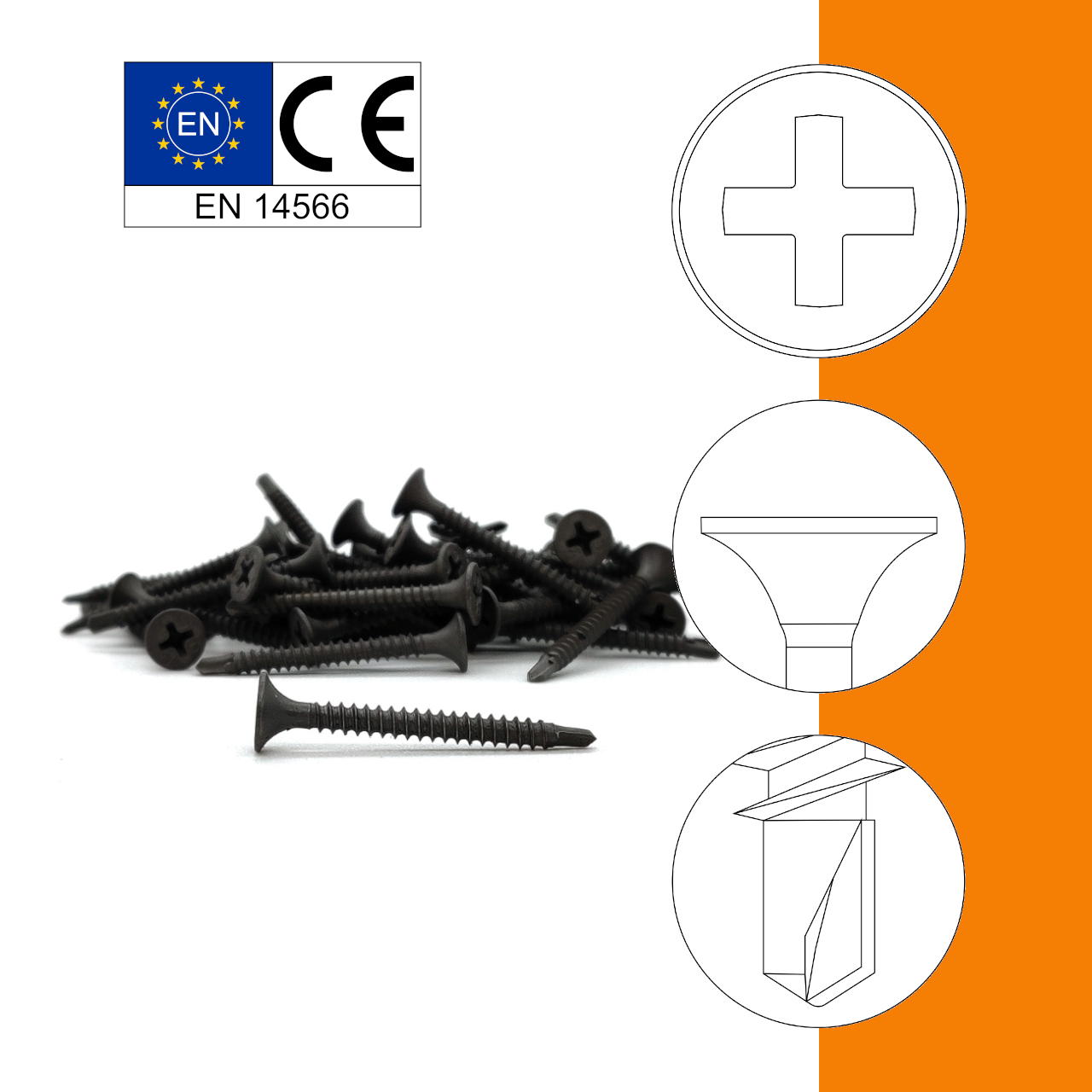 Schnellbauschrauben | phosphatiert | Bohrspitze | PH2 | 3,5x25 | 1.000 Stk Schnellbauschrauben | phosphatiert | Bohrspitze | PH2 | 3,5x25 | 1.000 Stk