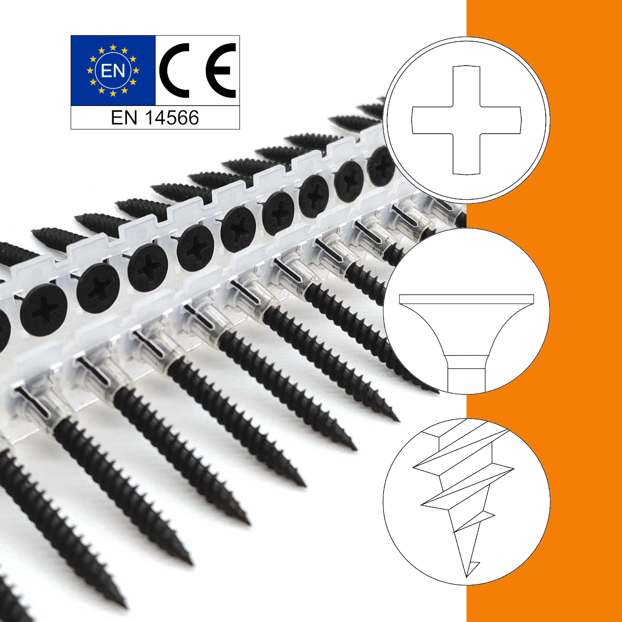 Schnellbauschrauben | phosphatiert | Feingewinde | PH2 | magaziniert Langband | 3,9x30 | 1.000 Stk Schnellbauschrauben | phosphatiert | Feingewinde | PH2 | magaziniert Langband | 3,9x30 | 1.000 Stk