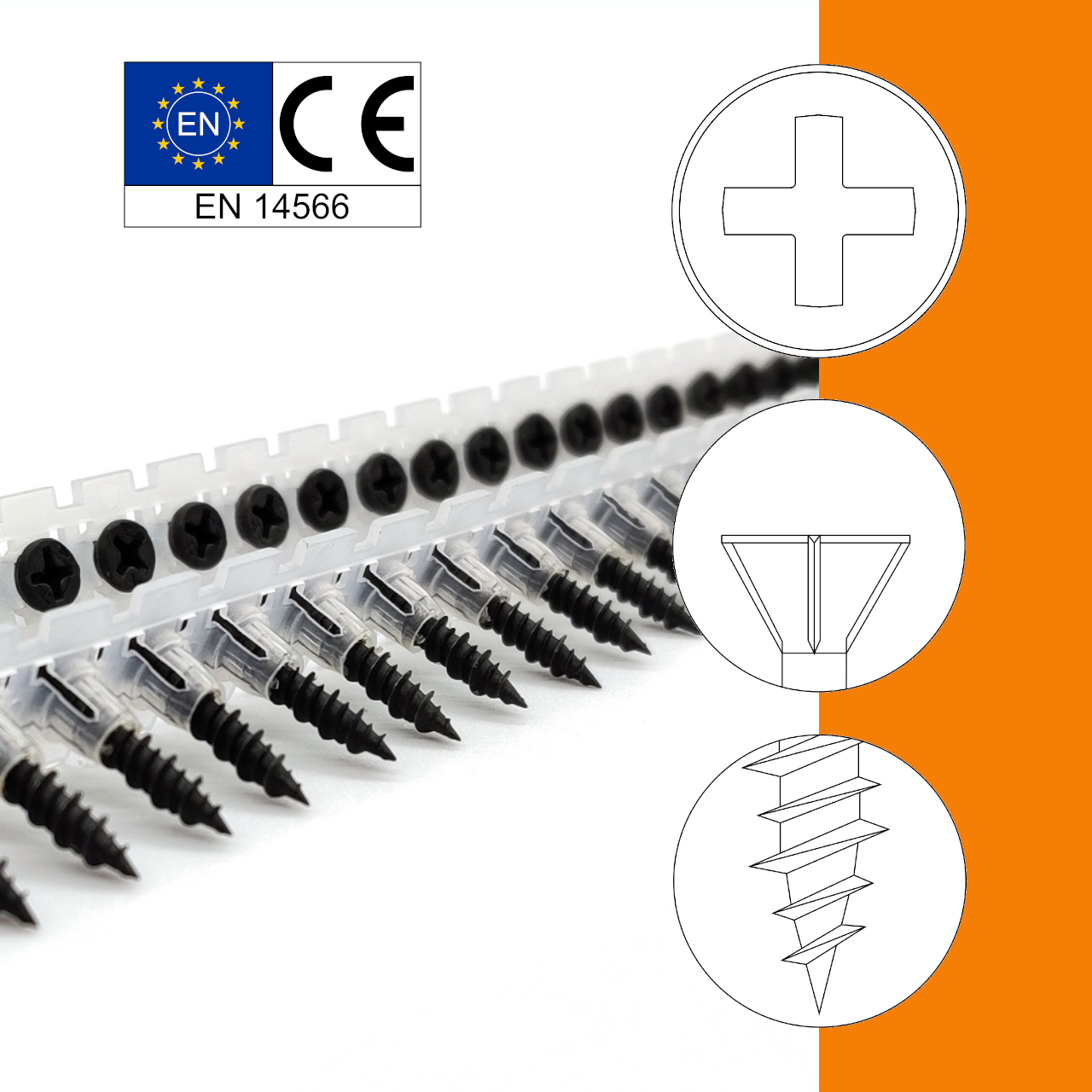 Faserplattenschrauben | phosphatiert | Hi-Lo-Gewinde | PH2 | magaziniert Langband | 3,9x30 | 1.000 Stk Faserplattenschrauben | phosphatiert | Hi-Lo-Gewinde | PH2 | magaziniert Langband | 3,9x30 | 1.000 Stk