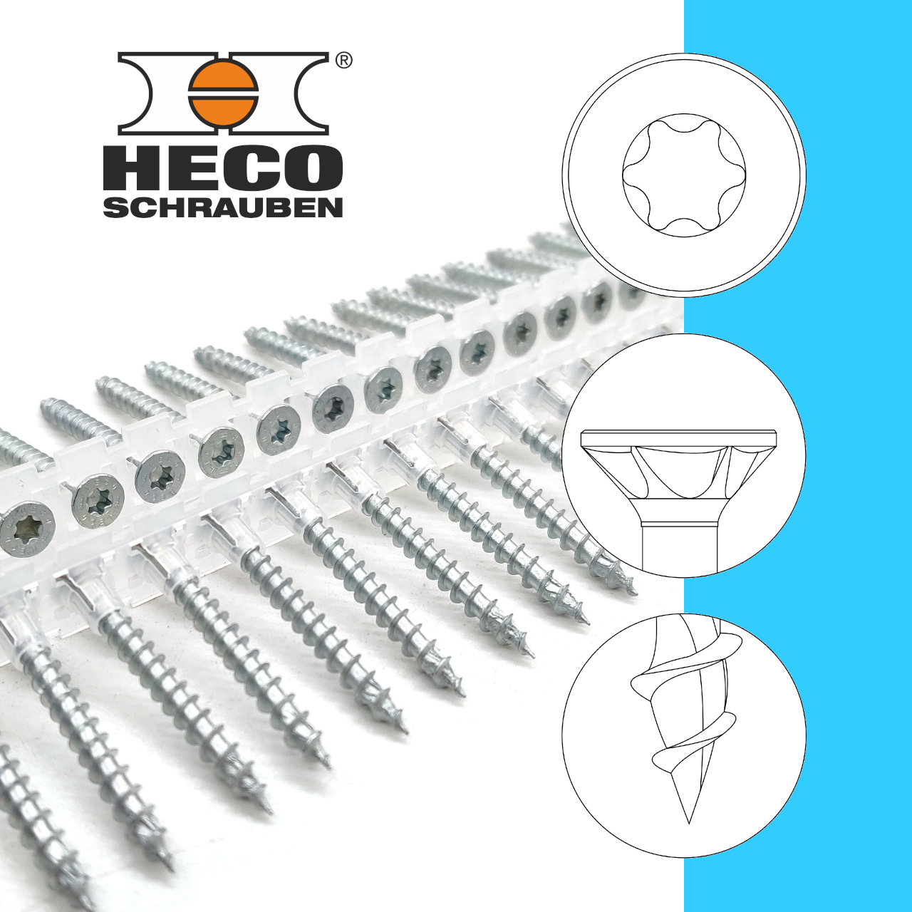 HECO-TOPIX®-plus | verzinkt blau, A3K | TX20 | magaziniert Langband HECO-TOPIX®-plus | verzinkt blau, A3K | TX20 | magaziniert Langband