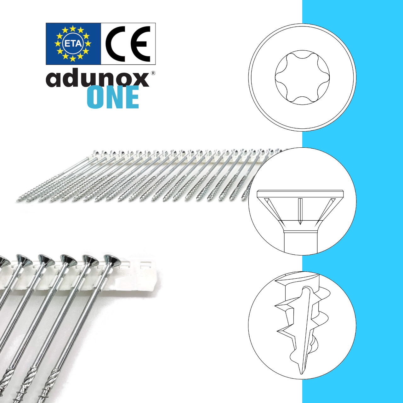 SuperUni Holzschrauben | hell verzinkt | System adunox®-ONE-XL SuperUni Holzschrauben | hell verzinkt | System adunox®-ONE-XL