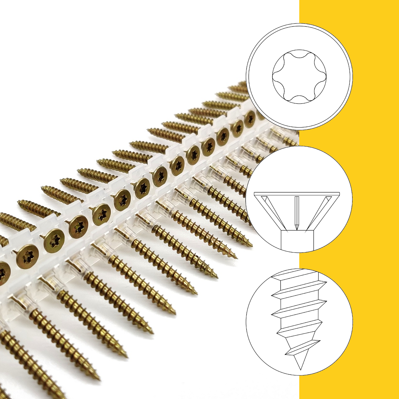 Spanplattenschrauben | gelb verzinkt | TX20 | magaziniert Langband Spanplattenschrauben | gelb verzinkt | TX20 | magaziniert Langband