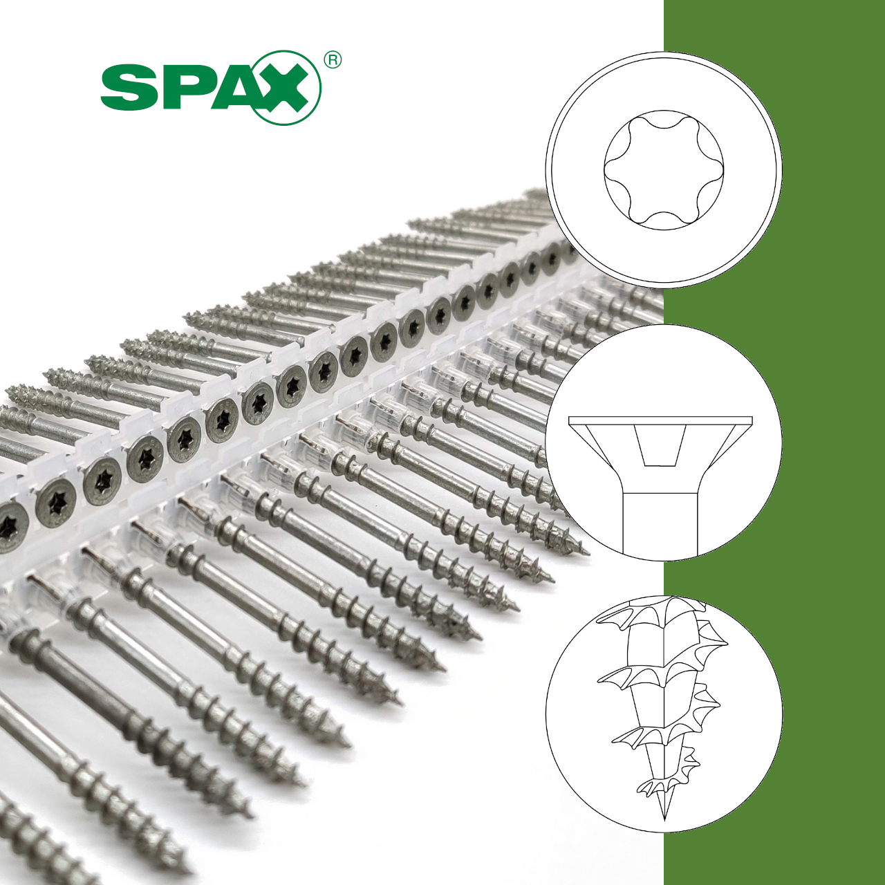 SPAX® Verlegeschrauben | Teilgewinde | WIROX | TX20 | magaziniert Langband | 4,5x50 | 500 Stk SPAX® Verlegeschrauben | Teilgewinde | WIROX | TX20 | magaziniert Langband | 4,5x50 | 500 Stk