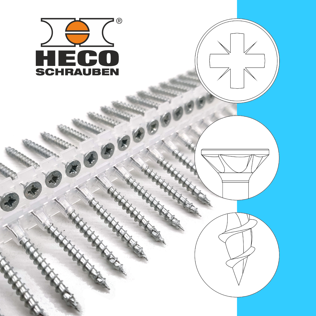 HECO-TOPIX®-plus | verzinkt blau, A3K | PZ2 | magaziniert Langband HECO-TOPIX®-plus | verzinkt blau, A3K | PZ2 | magaziniert Langband