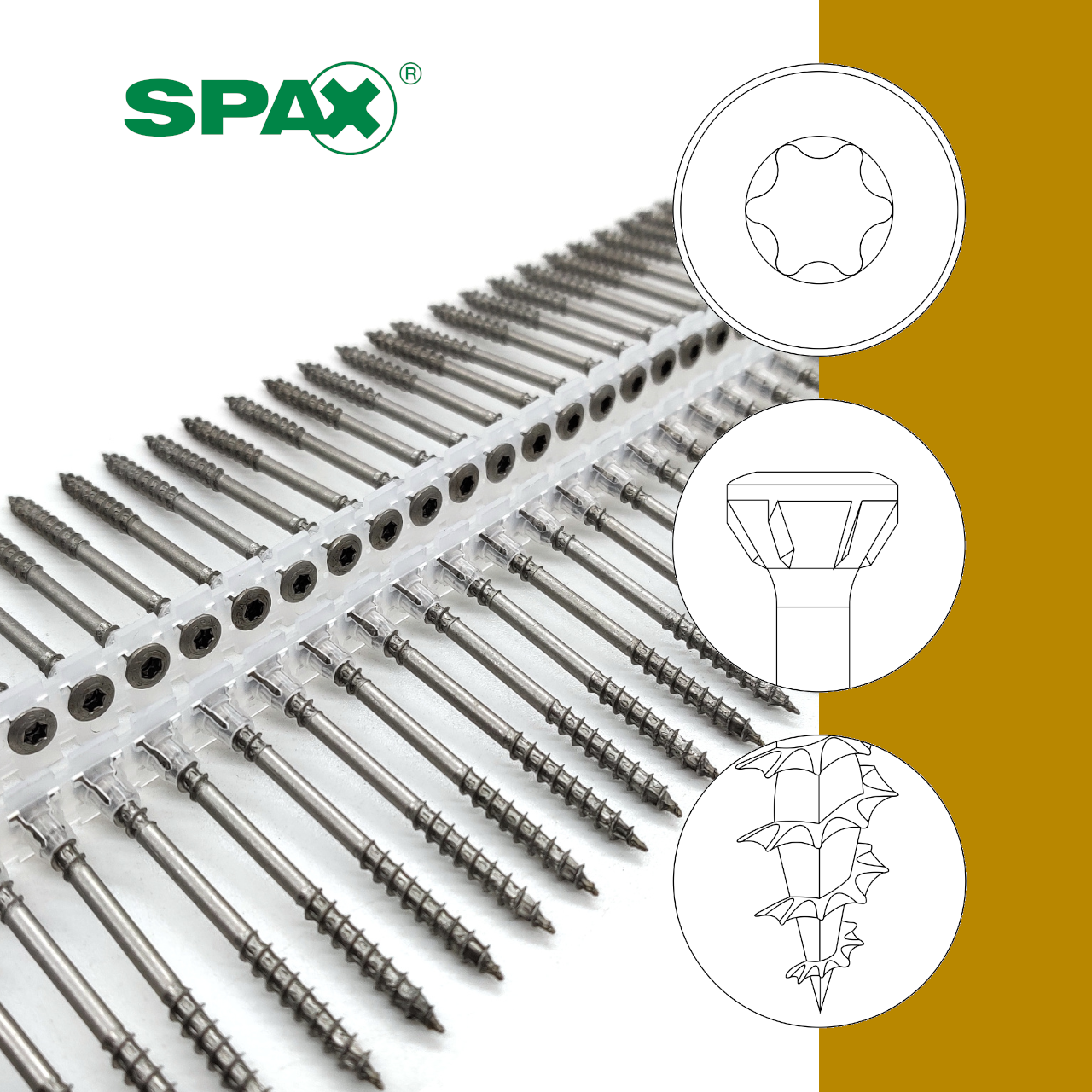 SPAX® Fassadenschrauben | rostfrei A2 | TX20 | magaziniert Langband SPAX® Fassadenschrauben | rostfrei A2 | TX20 | magaziniert Langband