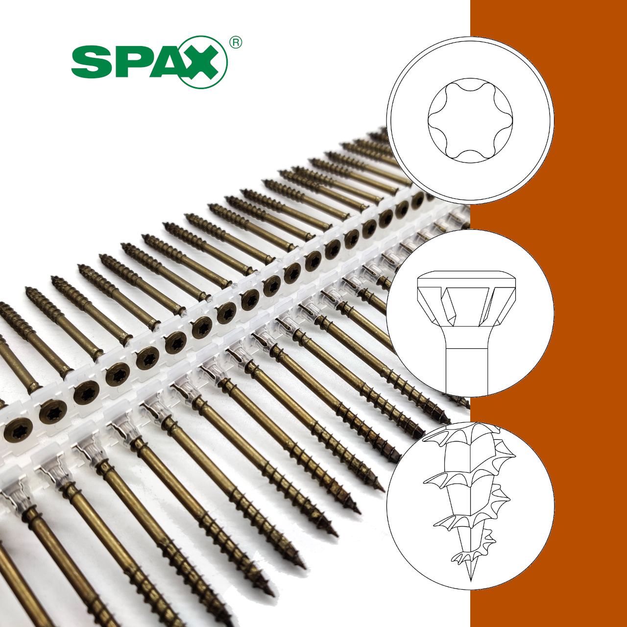 SPAX® Fassadenschrauben | Rostfrei A2 Antik | TX20 | ETA | Langband