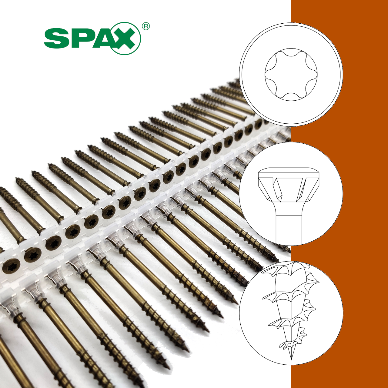 SPAX® Fassadenschrauben | rostfrei A2 Antik | TX20 | magaziniert Langband SPAX® Fassadenschrauben | rostfrei A2 Antik | TX20 | magaziniert Langband