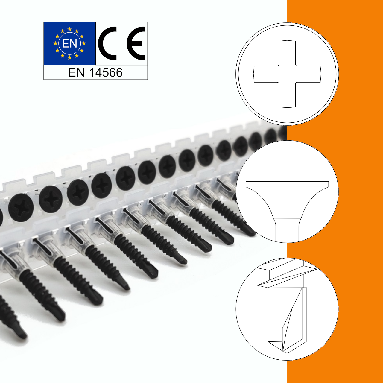 Schnellbauschrauben | phosphatiert | Bohrspitze | PH2 | magaziniert Langband | 3,5x35 | 1.000 Stk Schnellbauschrauben | phosphatiert | Bohrspitze | PH2 | magaziniert Langband | 3,5x35 | 1.000 Stk