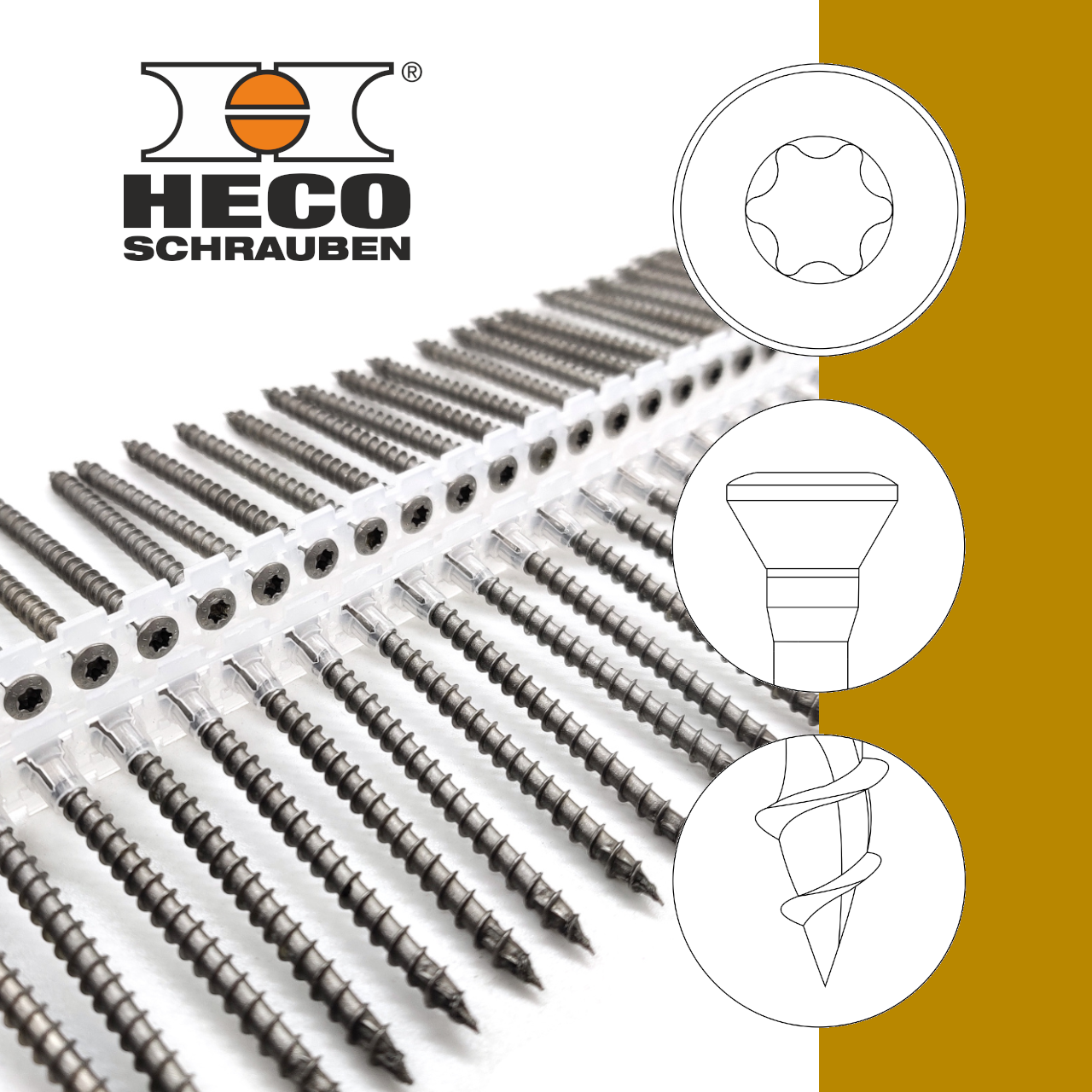 HECO-TOPIX®-plus | Fassadenschrauben | rostfrei A2 | TX20 | magaziniert Langband HECO-TOPIX®-plus | Fassadenschrauben | rostfrei A2 | TX20 | magaziniert Langband